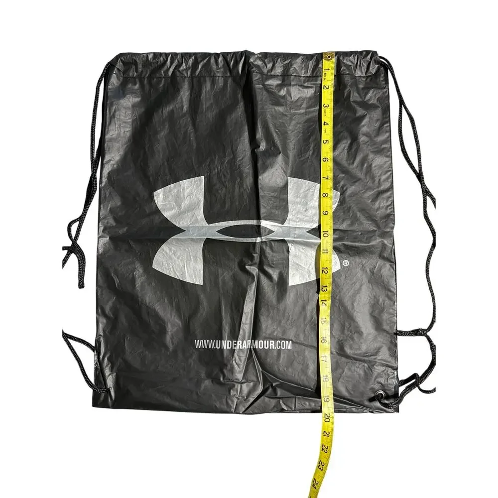 Under Armour Black Silver Logo Drawstring‎ Cinch Sack Gym Bag Backpack